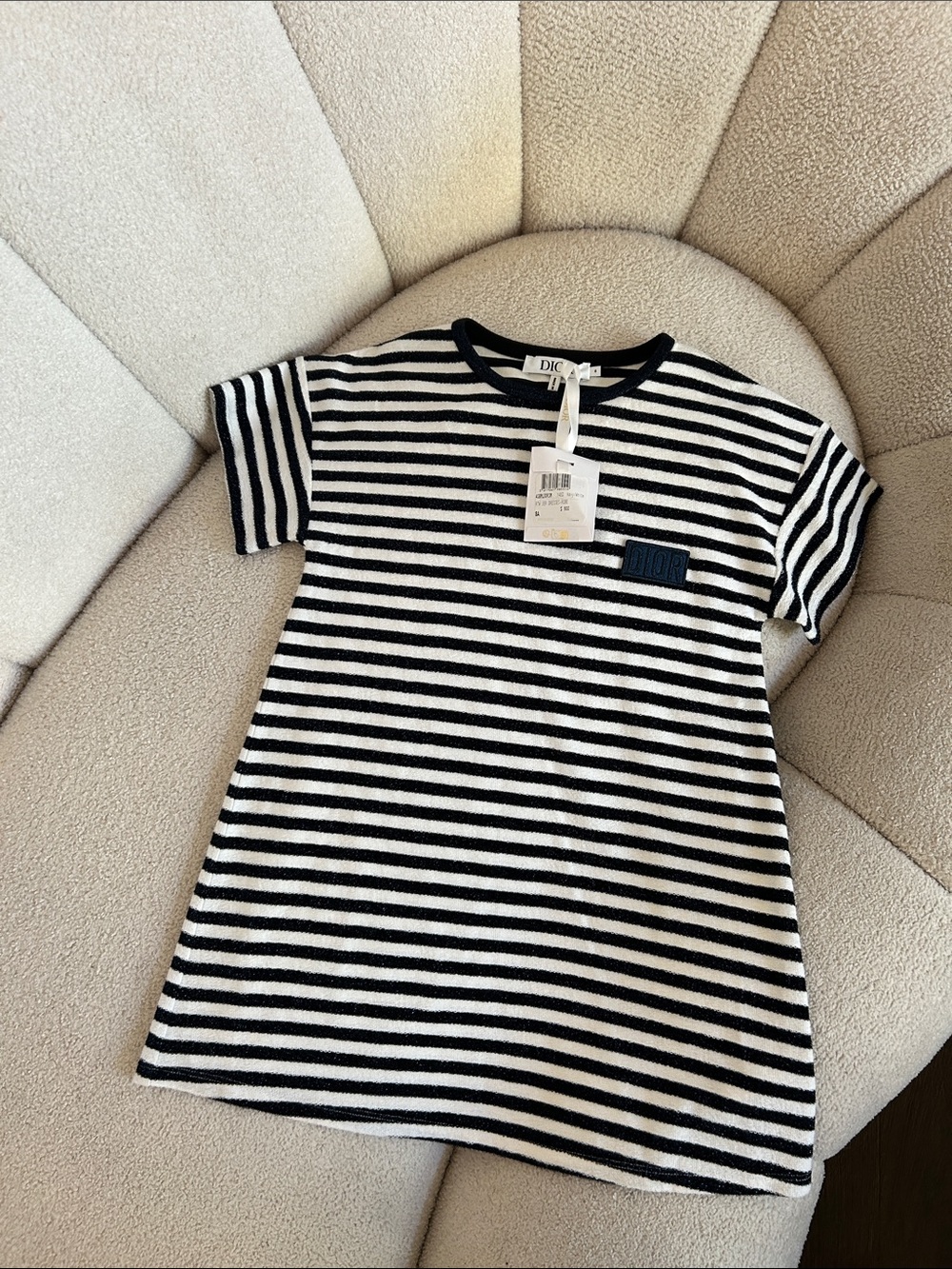 Dior Black and White Striped Kids Tee Dress